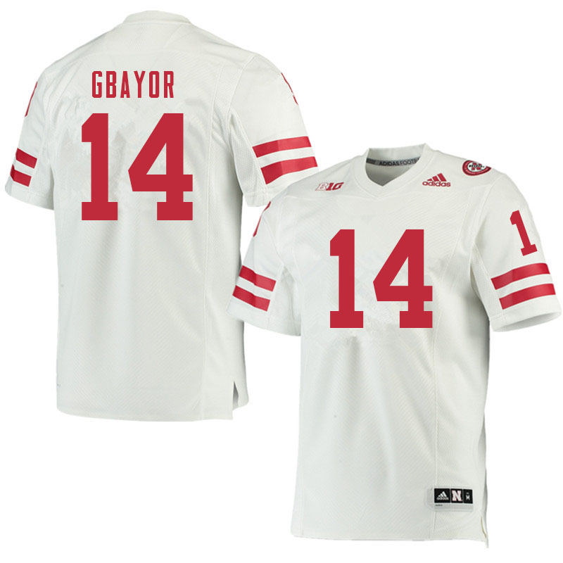 Men #14 Mikai Gbayor Nebraska Cornhuskers College Football Jerseys Sale-White